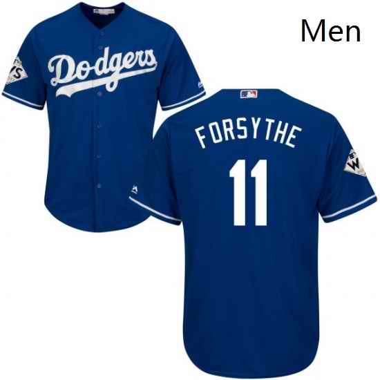 Mens Majestic Los Angeles Dodgers 11 Logan Forsythe Replica Royal Blue Alternate 2017 World Series Bound Cool Base MLB Jersey